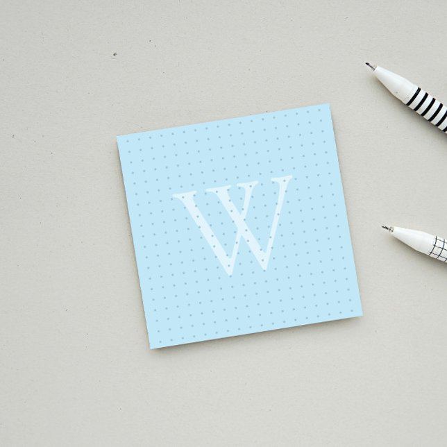Light Blue Monogram Dot Grid Post-it Post-it Notes (Creator Uploaded)