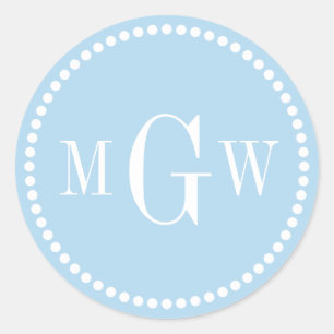 Light Blue Monogram Envelope Seals Favor Tags