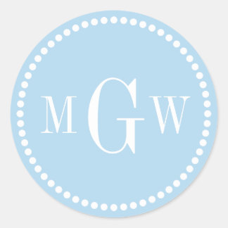 Light Blue Monogram Envelope Seals Favor Tags