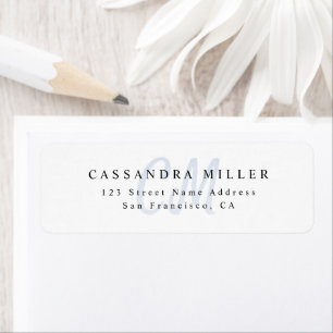 Light Blue Monogram Office Address Label