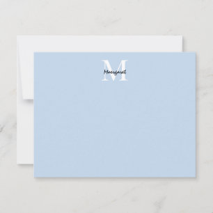 Light Blue Monogram Personalized Stationary Gifts Note Card