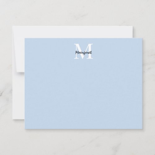 Light Blue Monogram Personalized Stationary Gifts Note Card