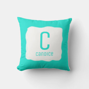 Light Blue Monogram Throw Pillow