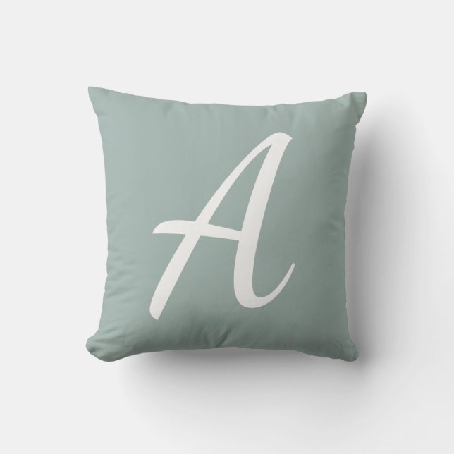 Light Blue Monogram  Throw Pillow (Front)
