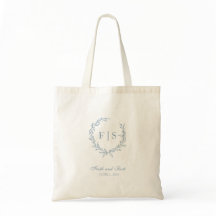 Light Blue Monogram Wreath Welcome Bag