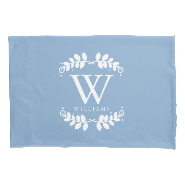Light Blue Monogrammed Pillow Case (Front)