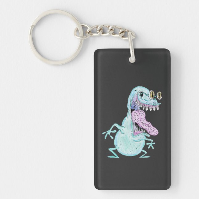 light blue monster alien cartoon keychain (Front)