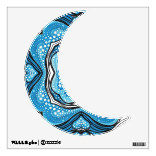 Light Blue Moon Shape III Wall Sticker