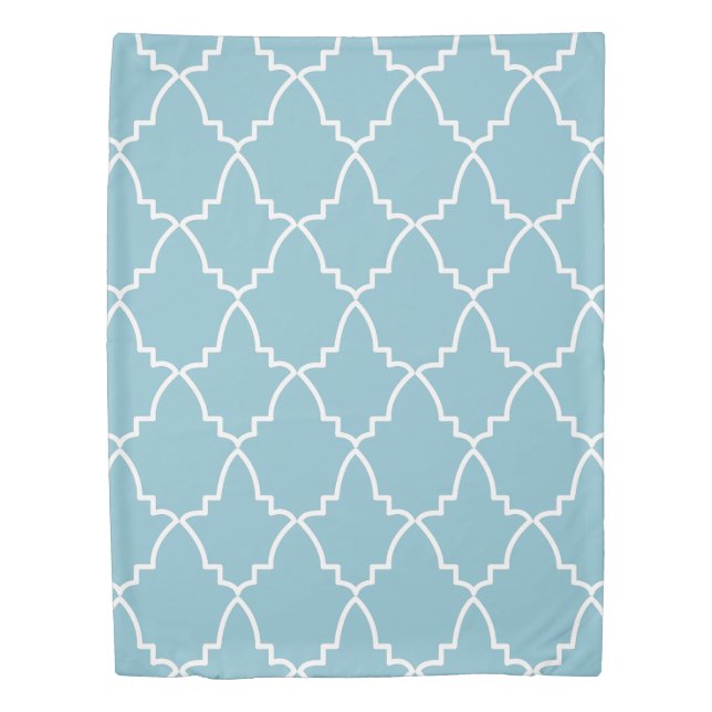 Light Blue Moroccan Lattice Pattern  Duvet Cover (Front)