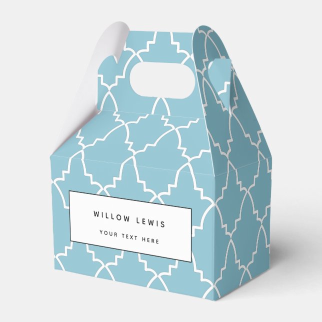 Light Blue Moroccan Lattice Pattern  Favor Boxes (Front Side)