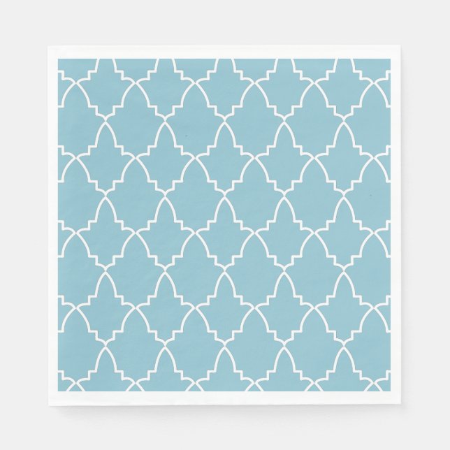 Light Blue Moroccan Lattice Pattern Napkins (Front)