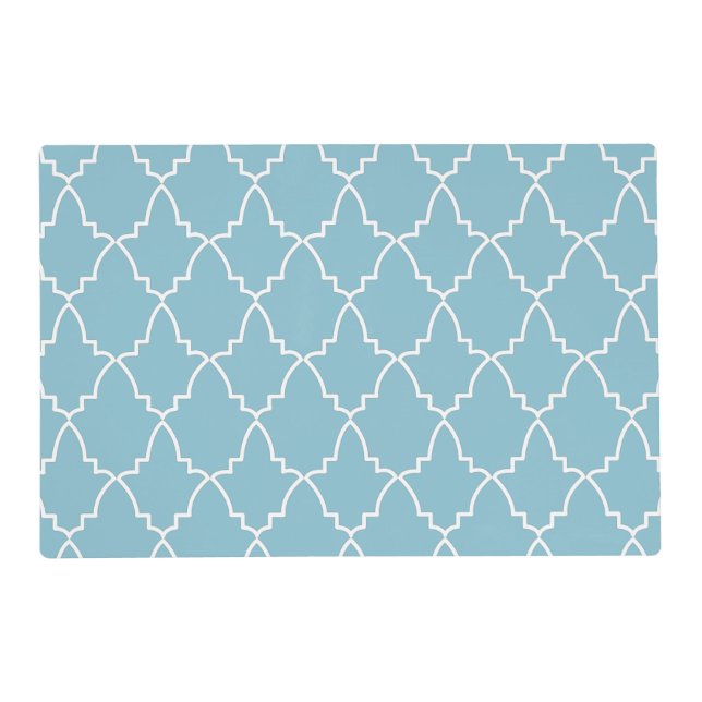 Light Blue Moroccan Lattice Pattern  Placemat (Front)