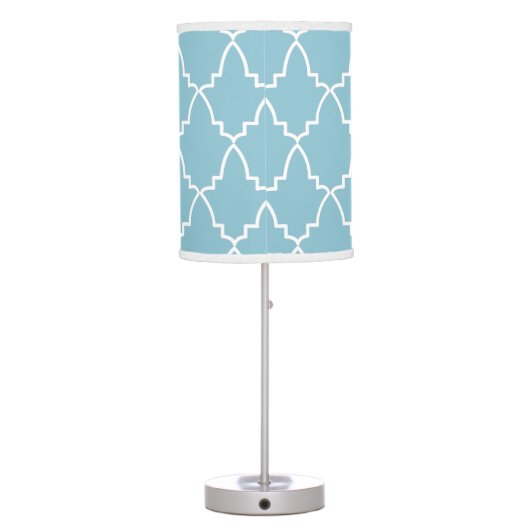 Light Blue Moroccan Lattice Pattern Table Lamp (Back)