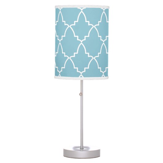 Light Blue Moroccan Lattice Pattern Table Lamp (Front)