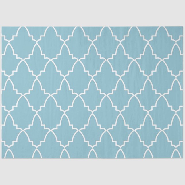 Light Blue Moroccan Lattice Pattern  Tissue Paper (Front)