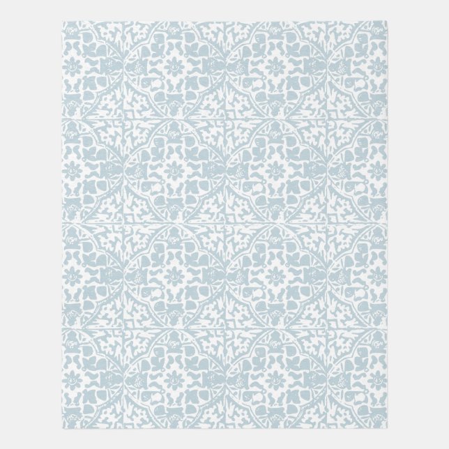 Light Blue Moroccan Rug - Modern Tile Pattern (Front (Vertical))