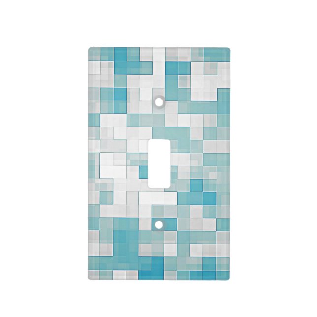 Light Blue Mosaic Tiles Pattern Light Switch Cover (Front)
