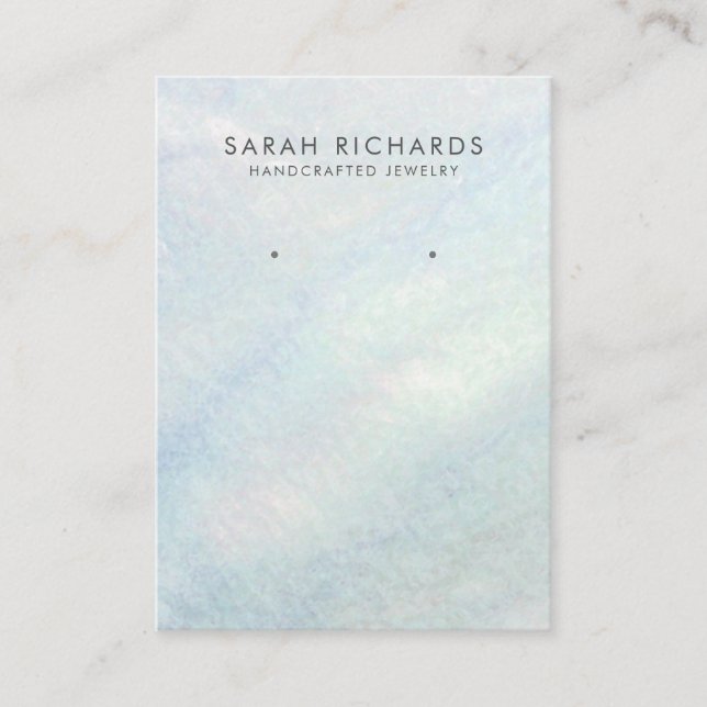 Light Blue Mother of Pearl Jewelry Earring Display Business Card (Front)
