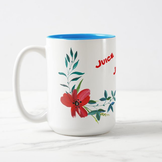 Light blue mug with a flower Decorate (Left)