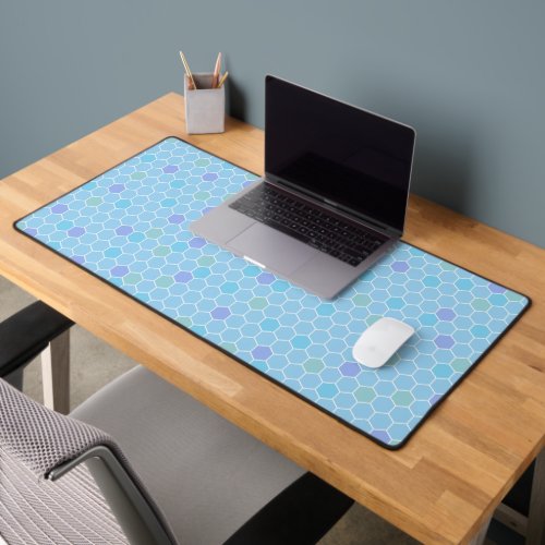 Light Blue Multicolour Hexagon Desk Mat