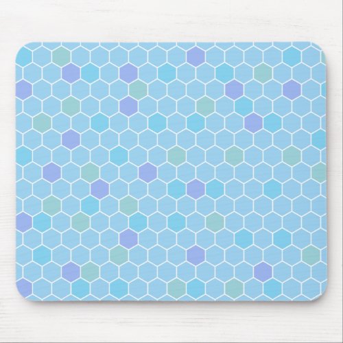 Light Blue Multicolour Hexagon Mouse Pad