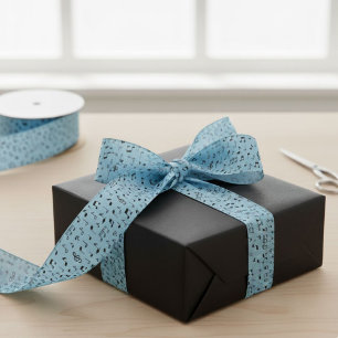 Light Blue Music Notes Decorative Ribbon for Gifts