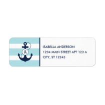 Light Blue Nautical Anchor Monogram Label