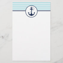 Light Blue Nautical Anchor Stationery