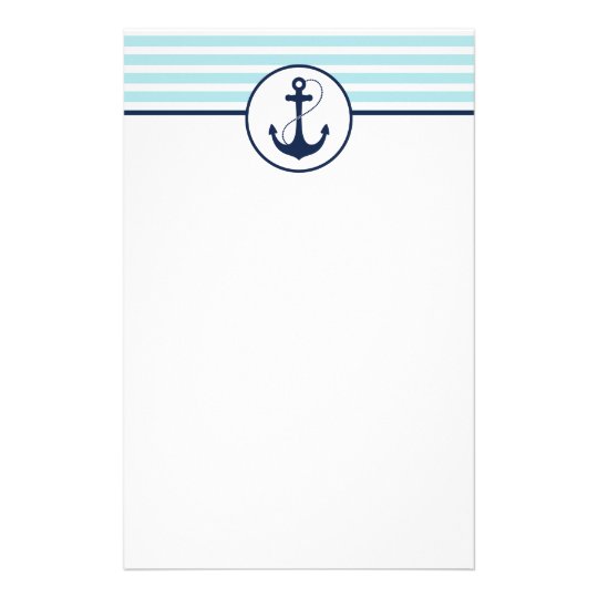 Light Blue Nautical Anchor Stationery