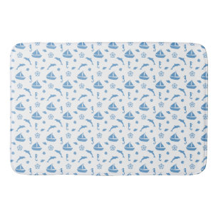 Light Blue Nautical Design Bath Mat Bathroom
