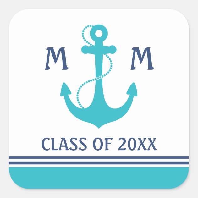 Light Blue Nautical Graduation Square Sticker