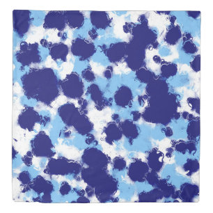 Light Blue, Navy and White Abstract Duvet Cover