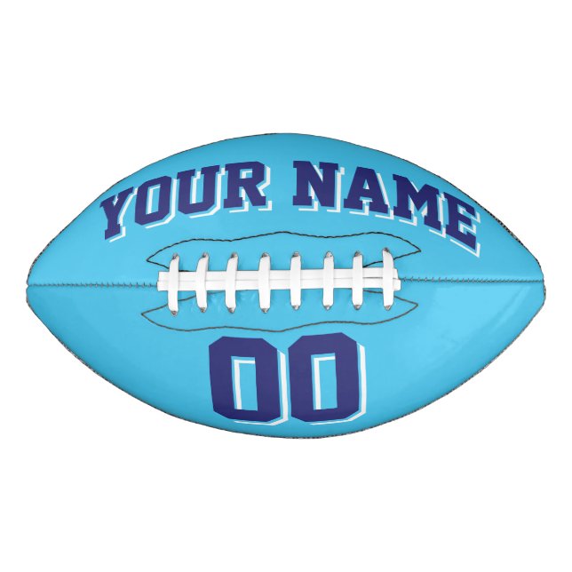 LIGHT BLUE NAVY AND WHITE Custom Football (Front)