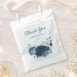 light blue navy flowers wedding favor bag