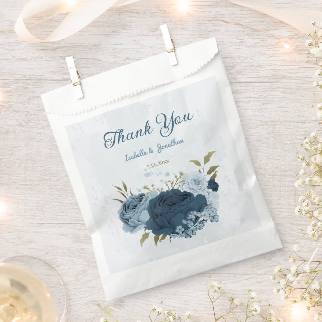 light blue navy flowers wedding  favor bag (Clipped)