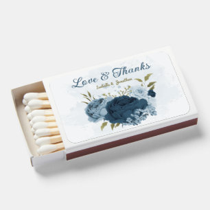 light blue navy flowers wedding  matchboxes