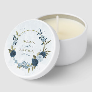 light blue navy flowers wedding mini candle favors