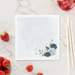 light blue navy flowers wedding napkins