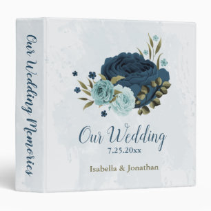light blue navy flowers wedding photo album 3 ring binder