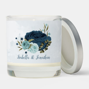 light blue navy flowers wedding scented candle