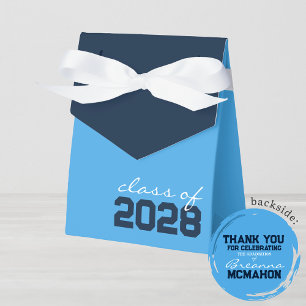 Light Blue & Navy Graduation Favor Boxes