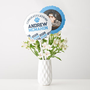 Light Blue & Navy Graduation Photo Centerpiece Balloon
