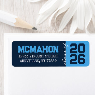 Light Blue & Navy Graduation Return Address Labels