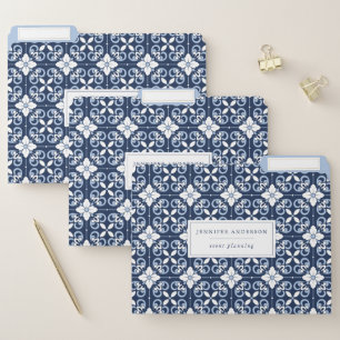 Light Blue & Navy Moroccan Floral Pattern File Folder
