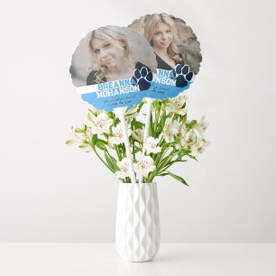 Light Blue & Navy Paw Photo Graduation Centerpiece Balloon