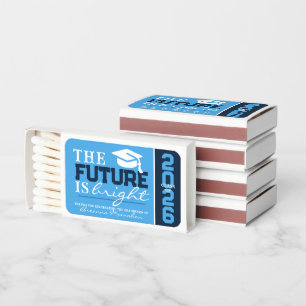 Light Blue & Navy The Future is Bright Graduation Matchboxes