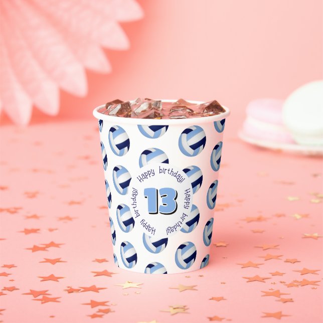 light blue navy volleyballs birthday party paper  paper cups (Insitu)
