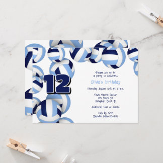 light blue navy volleyballs kids birthday party invitation