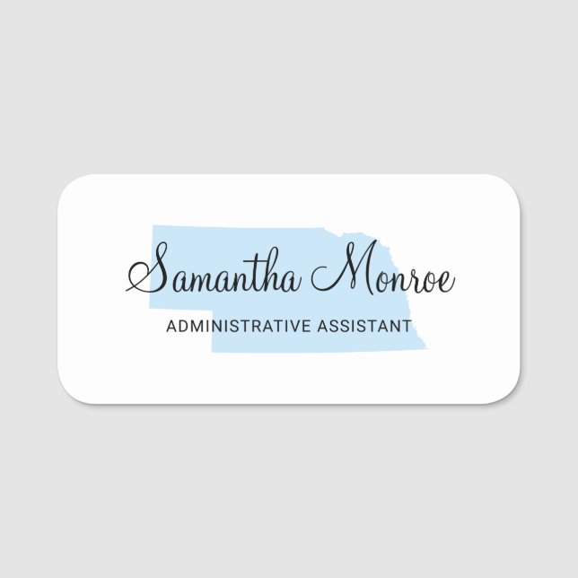 Light Blue Nebraska Name Tag (Front)