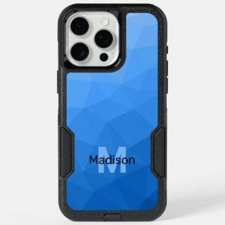 Light blue ombre geometric mesh pattern Monogram iPhone 15 Pro Max Case